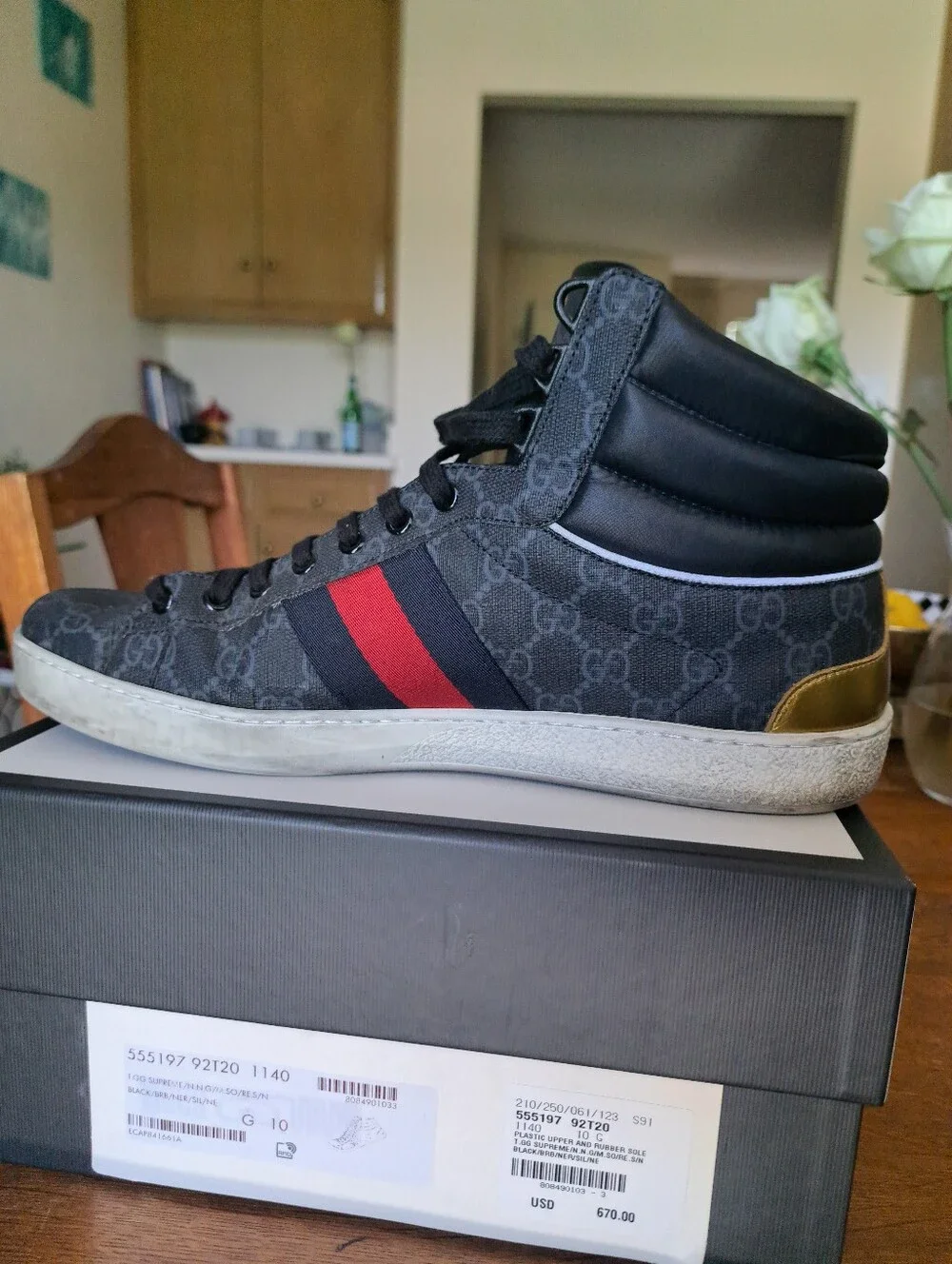Gucci Ace High Top Sneakers (Authentic)